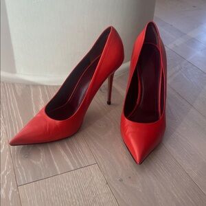 Authentic CELINE hot orange stiletto pumps